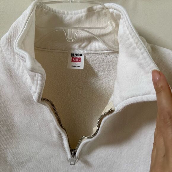 re/done Hanes 70s Half-zip Sweatshirt in Off-White L - Picture 5 of 12
